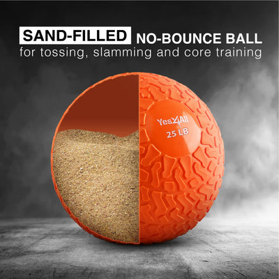 Yes4All Slam Balls, 10-40lb Weighted Ball Weight, Durable PVC Sand Filled Workout Dynamic Slam Ball for Core Strengthen