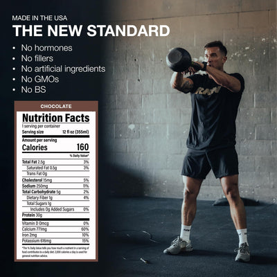 RAW Ready-to-Drink Protein Shake, Vanilla - RTD Protein Drinks with Grass-Fed Whey Protein Isolate for Post-Workout - Zero-Sugar & Gluten-Free Meal Replacement Drink & Breakfast Shake, 12 Fl Oz