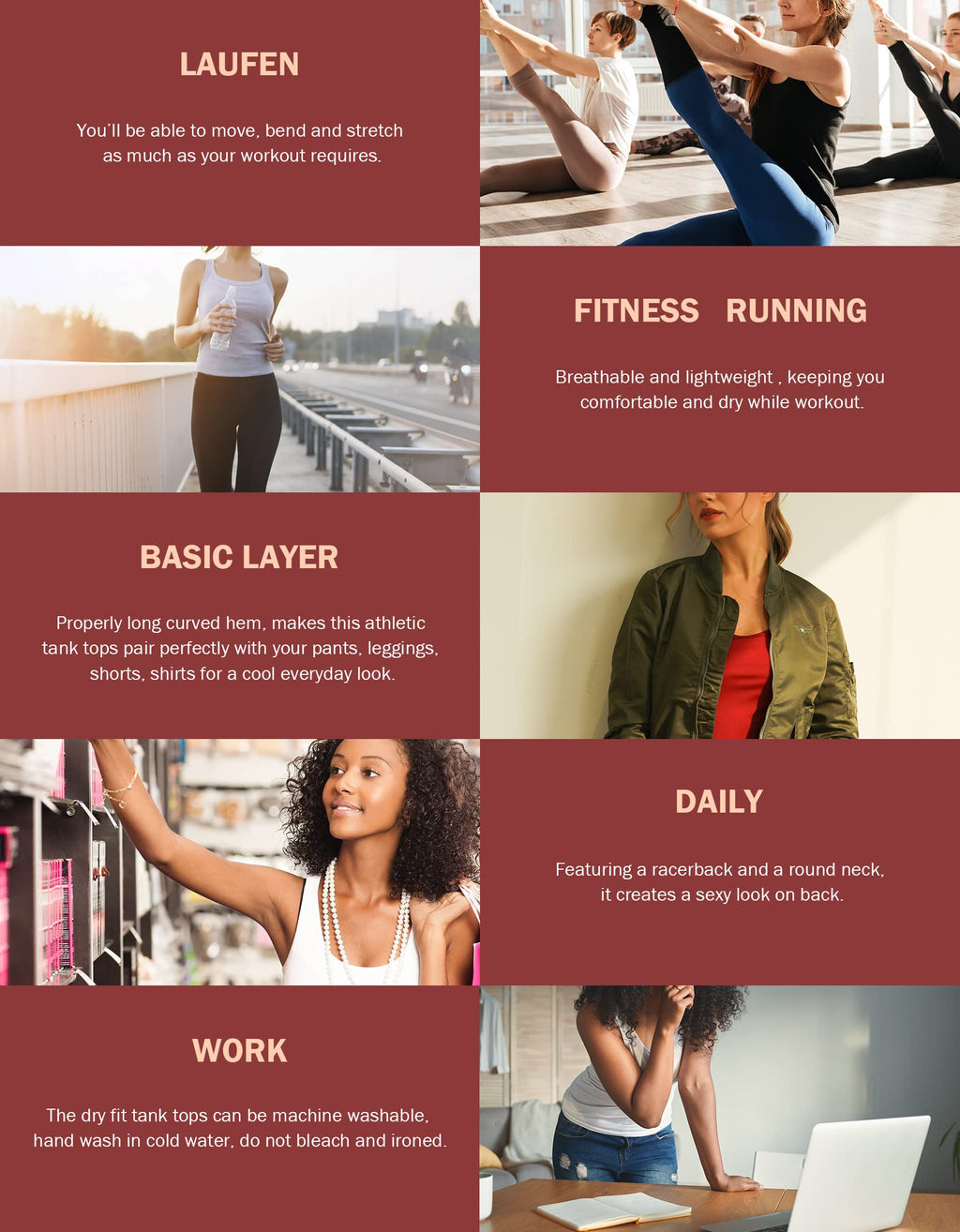 6 or 5 Pack Workout Tank Tops for Women, Athletic Racerback Sports Tank Tops, Compression Sleeveless Dry Fit Shirts