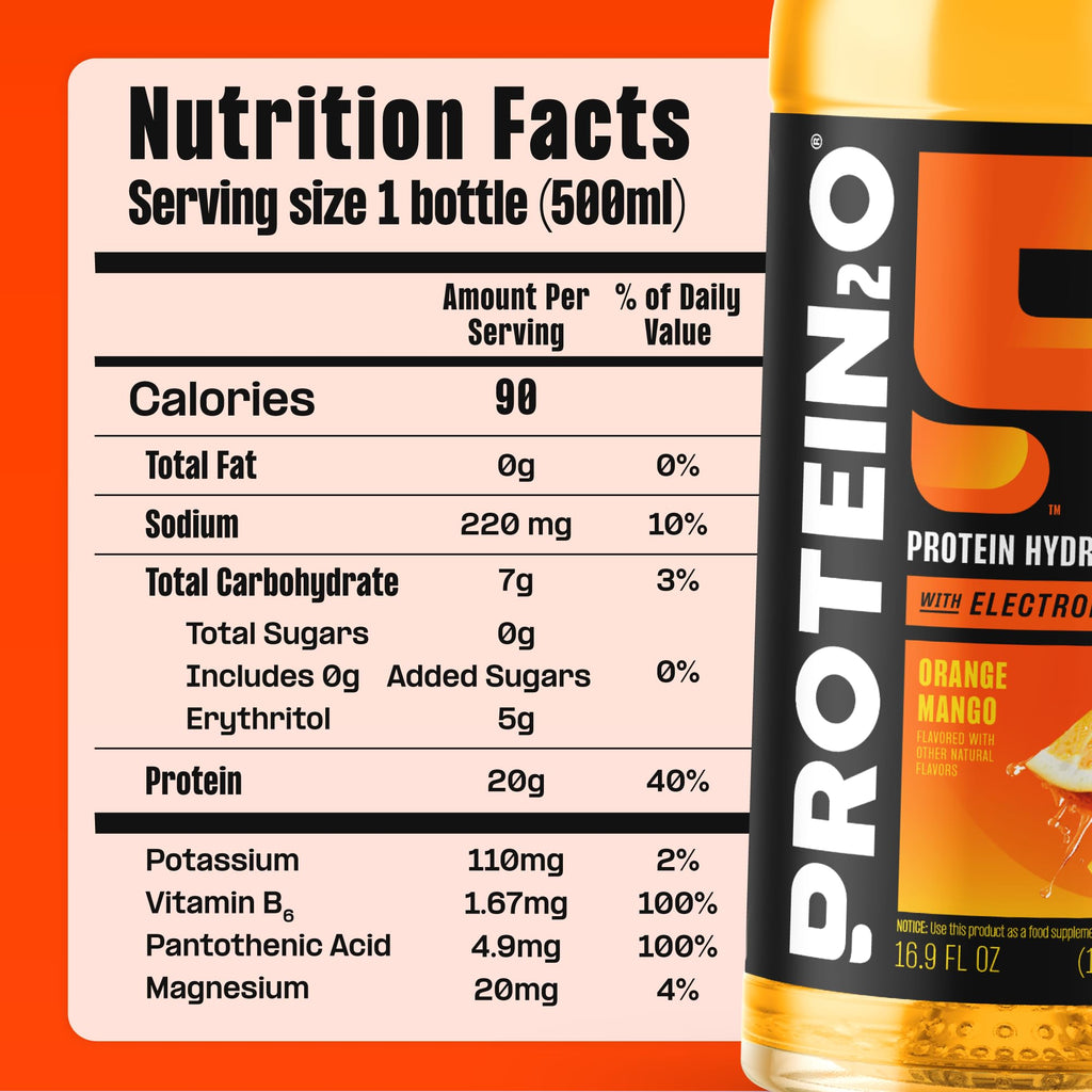 Protein2o Hydration Drink - 2-in-1 Liquid Clear Whey Protein Isolate and Electrolyte Drink - 20g Protein, Vitamins B5, B6 - Post-Workout Recovery - 16.9 Fl Oz - 12 Count Strawberry Watermelon