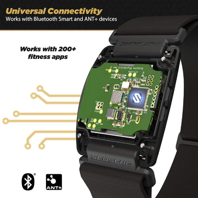 Scosche Rhythm R+2.0: Advanced Waterproof & Dustproof Heart Rate Monitor Armband with ANT+ & BLE Bluetooth Smart for Accurate Workout Tracking Compatible with Smartphones, Wahoo, Peloton, NordicTrack