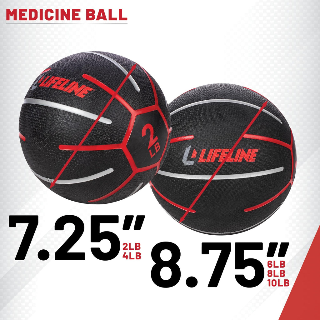 Lifeline Fitness Medicine Ball - Total Body Strength and Stability Training - Non-Slip, Light Bounce - Textured Surface - Durable - Home Gym Exercise Equipment