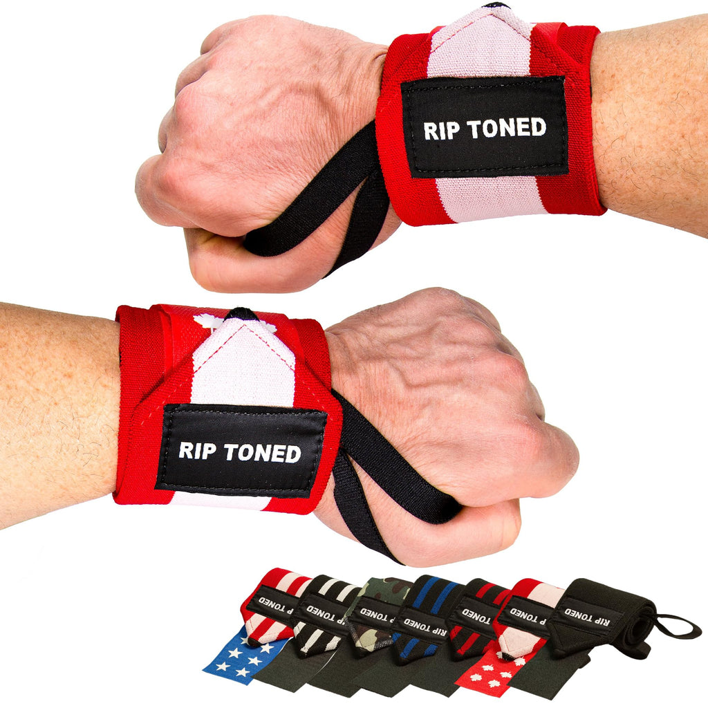 Rip Toned 18” Wrist Wraps - USPA Endorsed Wrist Straps for Weightlifting - Quality Wrist Support - Adjustable, Durable, Machine Washable - Gym Wraps for Powerlifting - for Men & Women