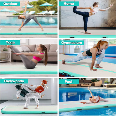 13ft/16ft/20ft Inflatable Air Gymnastics Mat Training Mats 4.3ft Widening 4 inches Thickness Gymnastics Tracks with Electric Air Pump for Home Use/Training/Cheerleading/Yoga/Water