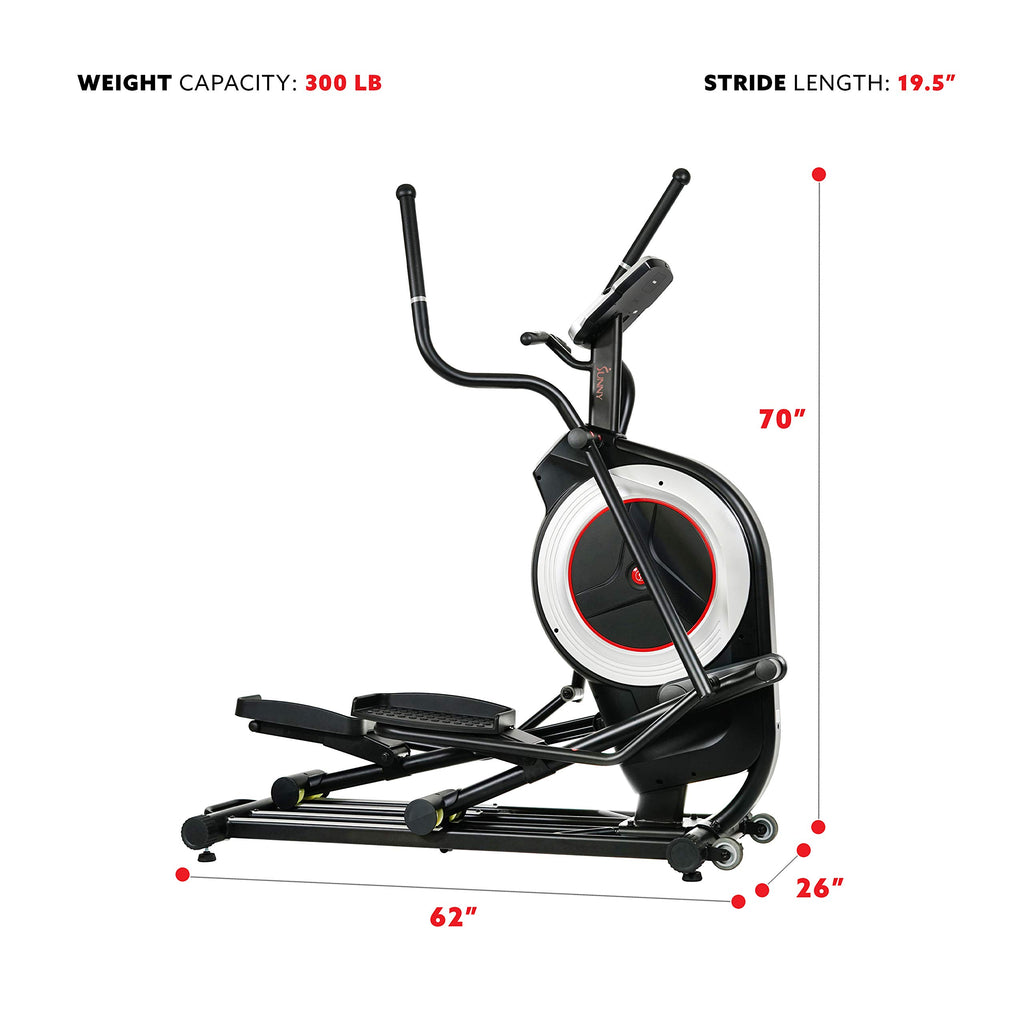 Sunny Health & Fitness Elliptical Trainer Machine w/Built-in Pulse Sensor, Low Impact Cardio Exerciser & Full-Body Cross Training for Home, Optional Free SunnyFit App Link & Electric w/300LB Load