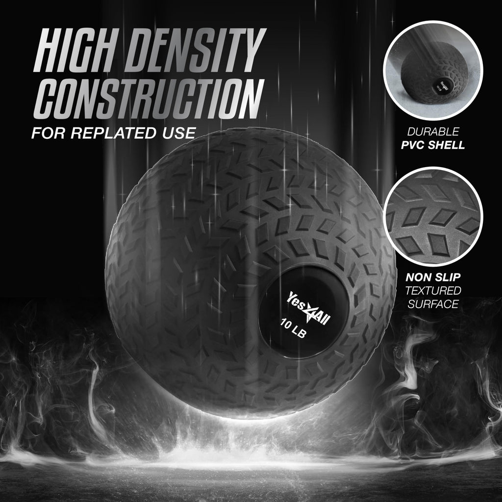 Yes4All Slam Balls, 10-40lb Weighted Ball Weight, Durable PVC Sand Filled Workout Dynamic Slam Ball for Core Strengthen