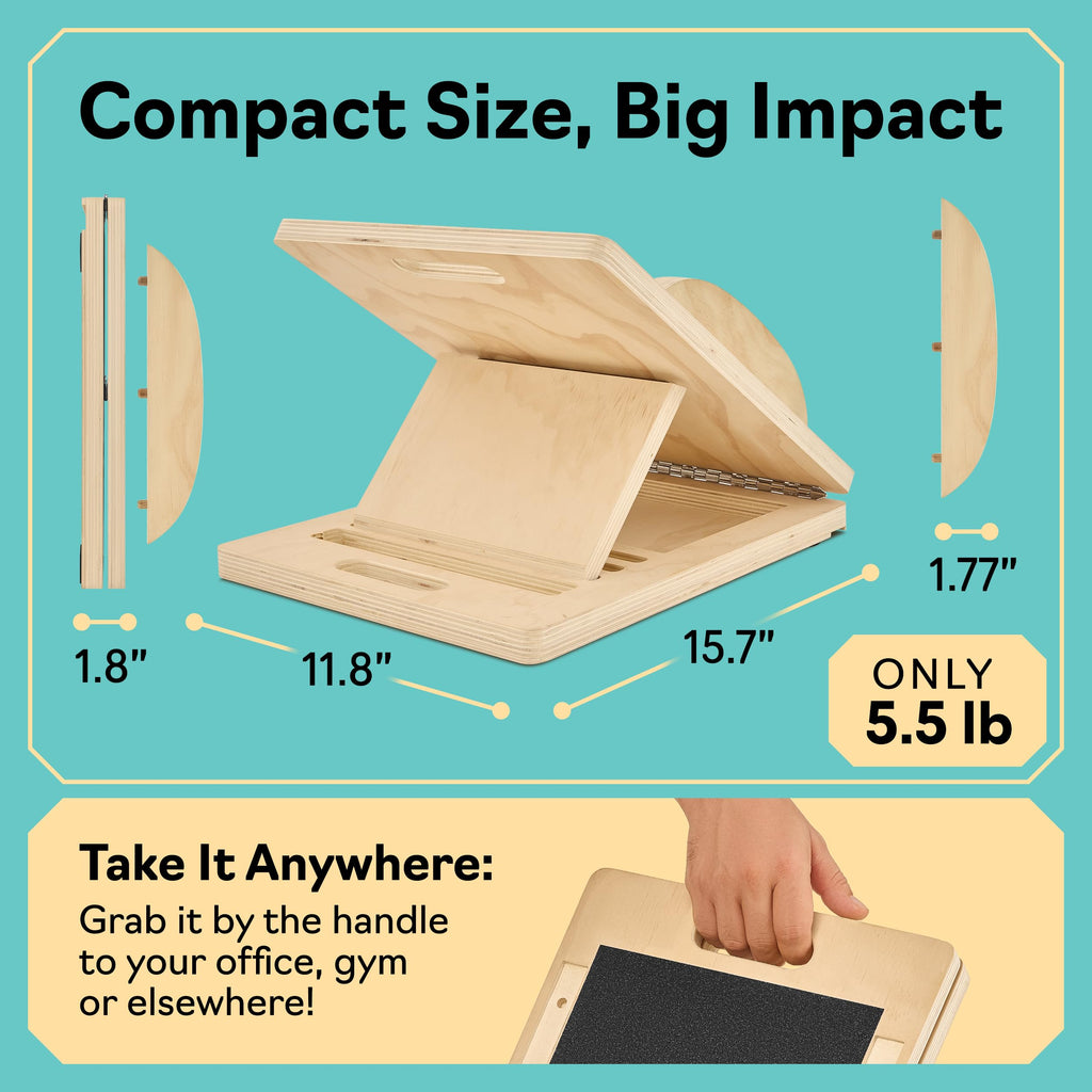 Slant Board with 6 Incline Angles - Transforms Into a Balance Board - Premium Calf Stretcher and Wobble Board for Effective Calf Stretching and Squats