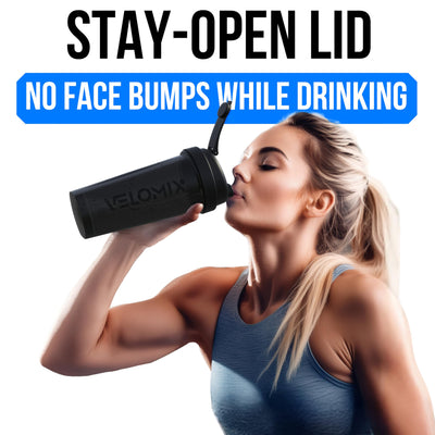 VELOMIX -2 Pack- 28 oz Protein Shaker Bottles for Protein Mixes - 2x Wire Whisk | Leak Proof Shaker Cups for Protein Shakes | Protein Shaker Bottle Pack (Black/Transparent)