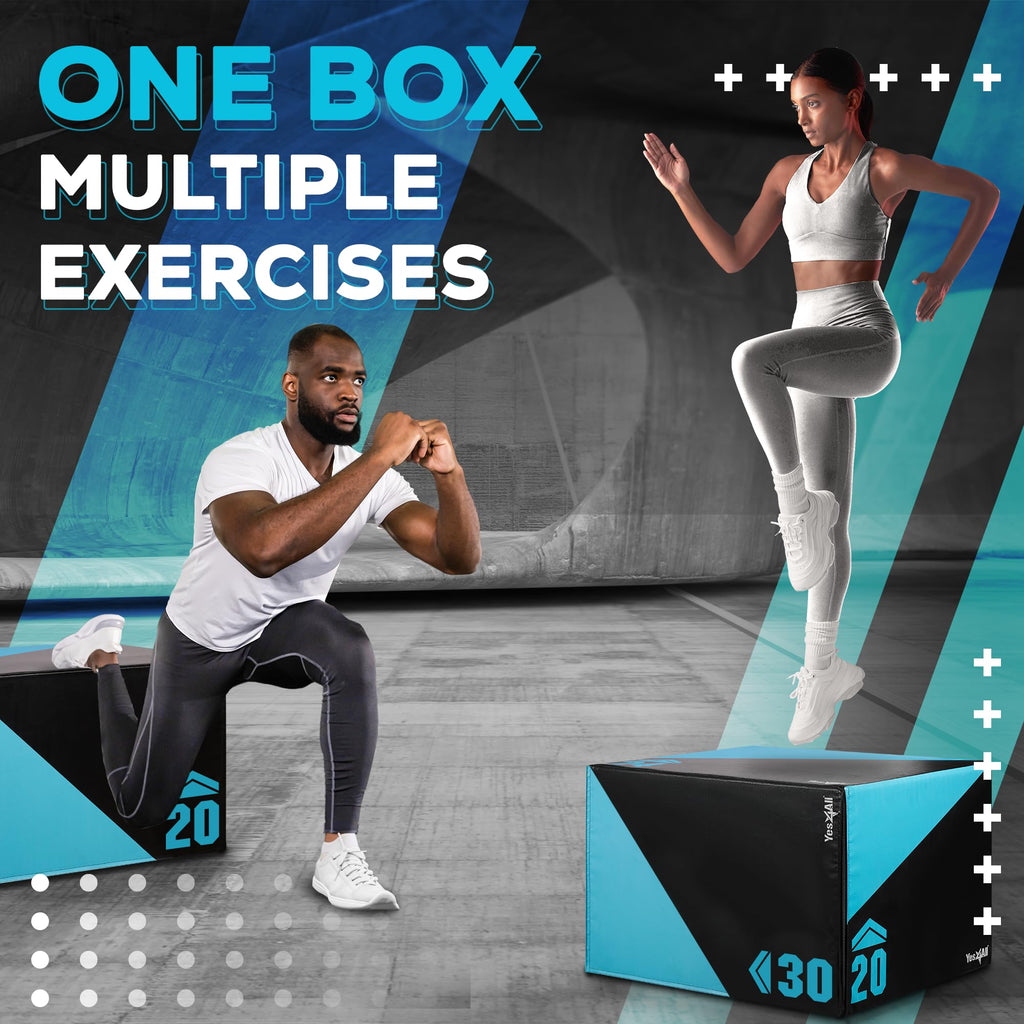 Yes4All 3 in 1 Foam Plyometric Jump Box for Training & Conditioning - Plyo Jump Box for Fitness Workout Exercise