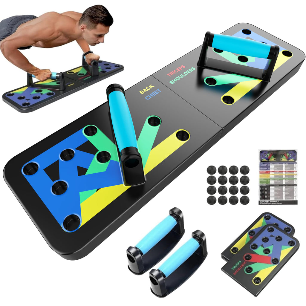 Solid Push Up Board 15 in 1 Home Workout Equipment Multi-Functional Pushup Stands System Fitness Floor Chest Muscle Exercise Professional Equipment Burn Fat Strength Training Arm Men & Women Weights