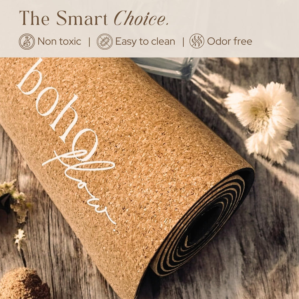 Premium Cork Yoga Mat Large 72"x26" – 5mm Thick Natural Rubber Cushioning - Non Slip Grip for Hot Yoga - Optional Alignment Lines & Elegant Yoga Bag Or Strap