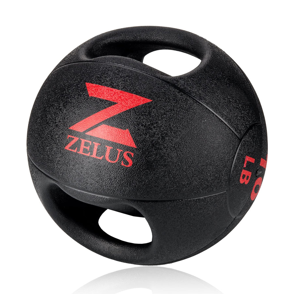 ZELUS Medicine Ball with Dual Grip| 10/20 lbs Exercise Ball |Weight Ball with Handles| Textured Grip Exercise Ball |Strength Training| Core Workouts