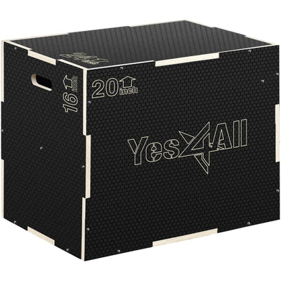 Yes4All 3 in 1 Non-Slip Wooden Plyo Box, Step Up Box for Workout, Plyometric Jump Box for Skipping, Jumping, Lunges, Squats, Dips