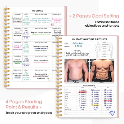 Fitness Workout Journal for Women & Men, A5(5.5" x 8.2") Workout Log Book Planner for Tracking, Progress, and Achieving Your Wellness Goals - Green