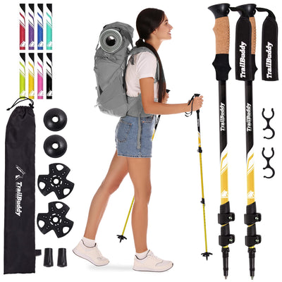 TrailBuddy Trekking Poles – Lightweight 7075 Aluminum Hiking Poles for Women, Men & Seniors – Collapsible Walking Sticks for Travel, Trails & Balance
