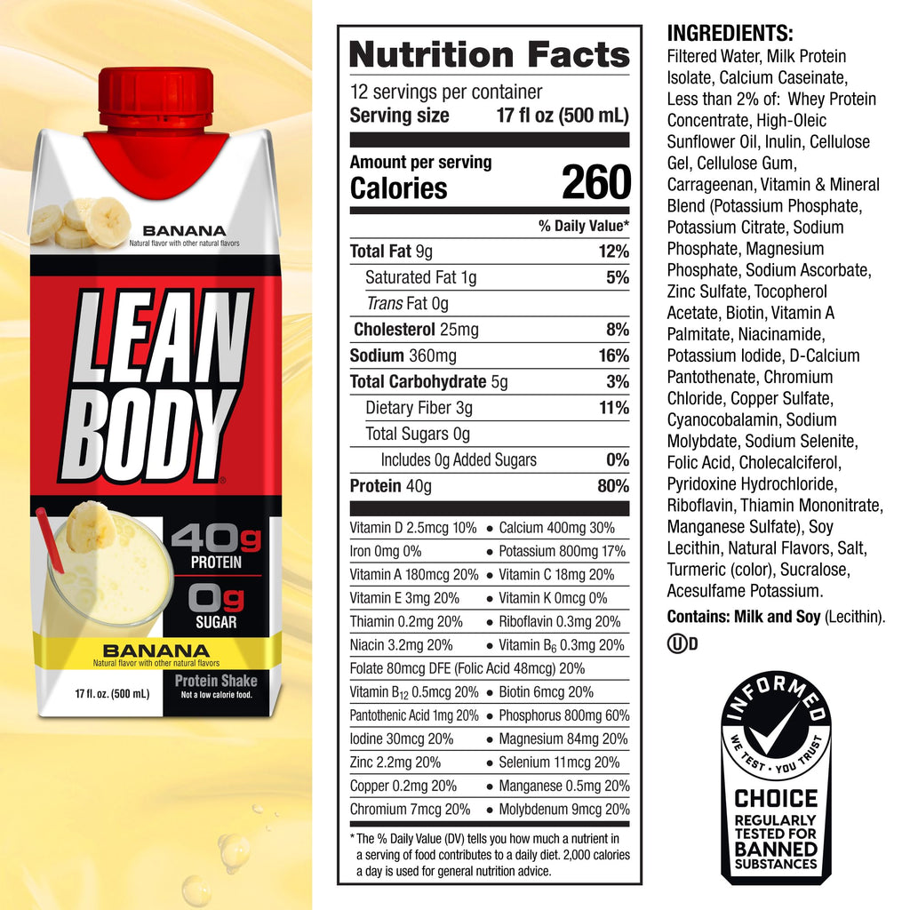 Labrada Lean Body Ready-to-Drink Cookies and Cream Protein Shake, 40g Protein, Whey Blend , 0 Sugar, Gluten No, 22 Vitamins & Minerals, (Recyclable Carton & Lid - Pack of 12) LABRADA , 17 Fl Oz (Pack of 12)