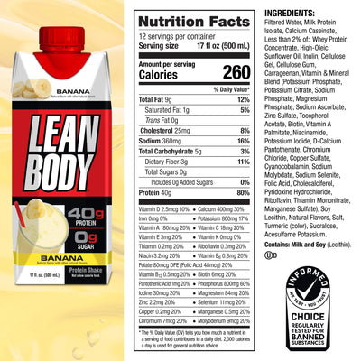 Labrada Lean Body Ready-to-Drink Cookies and Cream Protein Shake, 40g Protein, Whey Blend , 0 Sugar, Gluten No, 22 Vitamins & Minerals, (Recyclable Carton & Lid - Pack of 12) LABRADA , 17 Fl Oz (Pack of 12)