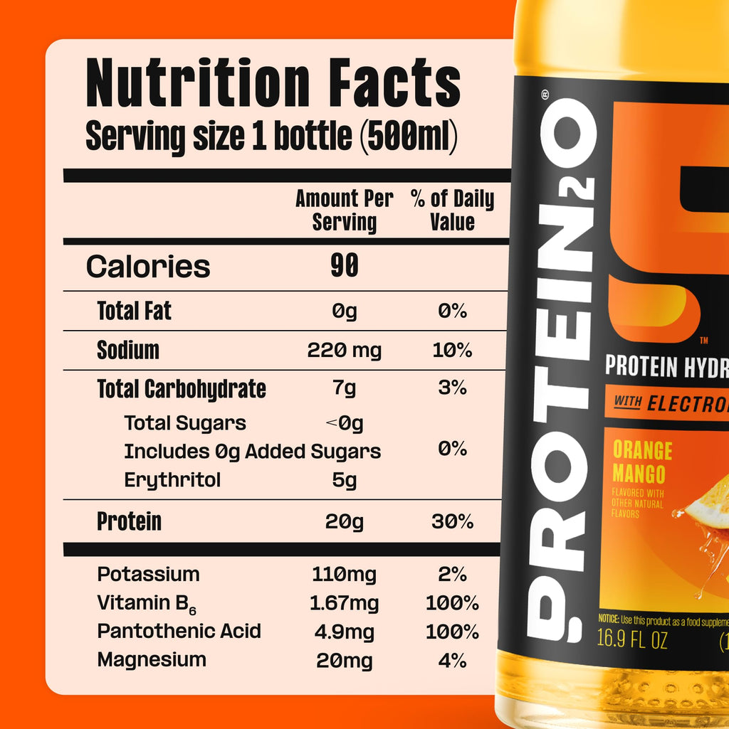 Protein2o Hydration Drink - 2-in-1 Liquid Clear Whey Protein Isolate and Electrolyte Drink - 20g Protein, Vitamins B5, B6 - Post-Workout Recovery - 16.9 Fl Oz - 12 Count Strawberry Watermelon