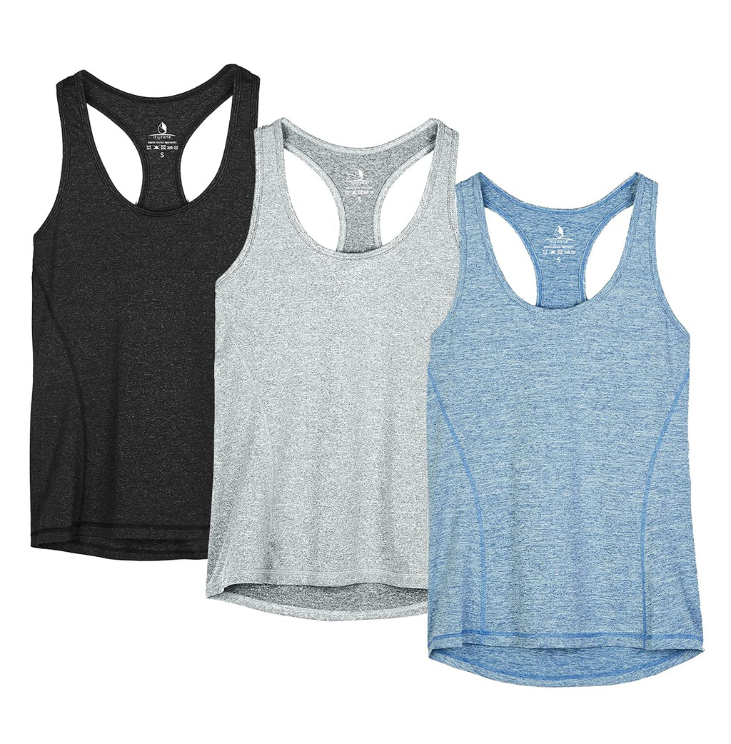 icyzone Women's Racerback Workout Athletic Running Tank Tops (Pack of 3)