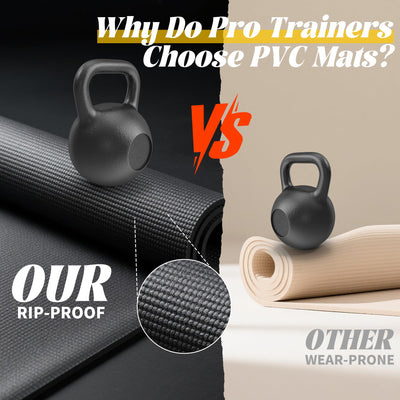 VTORY Extra Thick Large Exercise Mat, 6'x4'/7'x5'/8'x6'/10'x6'x8mm(1/3 inch) , Non-Slip, PVC, Ultra Durable, Heavy-Duty Mat, Shoes-Friendly, High-Density, Large Wide Yoga Mat, Workout Mat for Home Gym, Cardio, Strength, HIIT, MMA