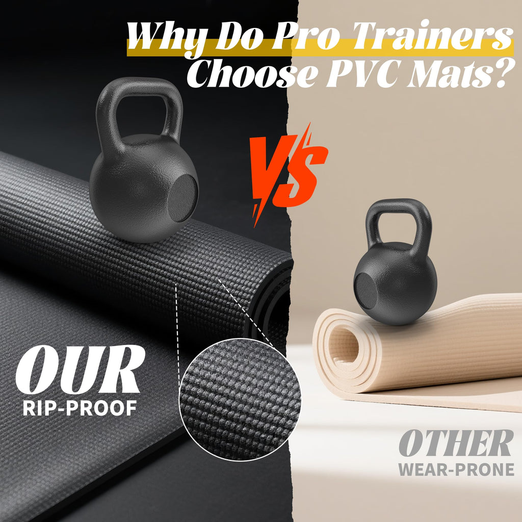 VTORY Extra Thick Large Exercise Mat, 6'x4'/7'x5'/8'x6'/10'x6'x8mm(1/3 inch) , Non-Slip, PVC, Ultra Durable, Heavy-Duty Mat, Shoes-Friendly, High-Density, Large Wide Yoga Mat, Workout Mat for Home Gym, Cardio, Strength, HIIT, MMA