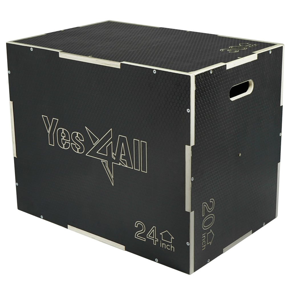 Yes4All 3 in 1 Non-Slip Wooden Plyo Box, Step Up Box for Workout, Plyometric Jump Box for Skipping, Jumping, Lunges, Squats, Dips