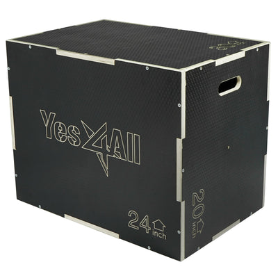 Yes4All 3 in 1 Non-Slip Wooden Plyo Box, Step Up Box for Workout, Plyometric Jump Box for Skipping, Jumping, Lunges, Squats, Dips