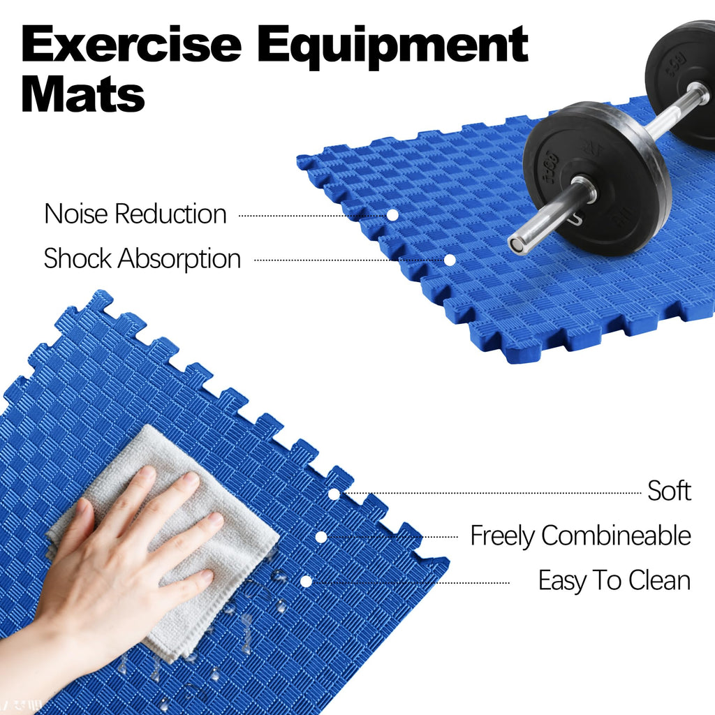 Fitvids Puzzle Exercise Gym Flooring Mat, 3/4" Thick High-Density EVA Interlocking Tiles, Workout Mat for Home Gym, Fitness Equipment, MMA, Gymnastics, 24-Piece Shock-Absorbing Exercise Mat (96 Sq Ft)