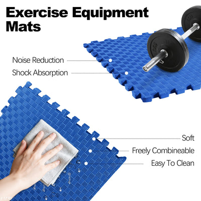 Fitvids Puzzle Exercise Gym Flooring Mat, 3/4" Thick High-Density EVA Interlocking Tiles, Workout Mat for Home Gym, Fitness Equipment, MMA, Gymnastics, 24-Piece Shock-Absorbing Exercise Mat (96 Sq Ft)
