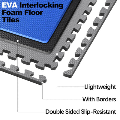 Fitvids Puzzle Exercise Gym Flooring Mat, 3/4" Thick High-Density EVA Interlocking Tiles, Workout Mat for Home Gym, Fitness Equipment, MMA, Gymnastics, 24-Piece Shock-Absorbing Exercise Mat (96 Sq Ft)