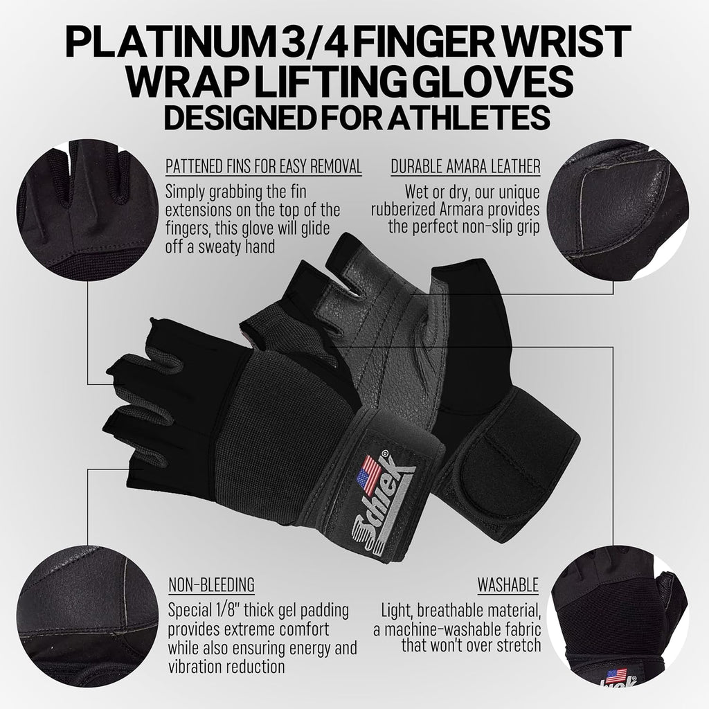 Schiek 540 Platinum Lifting Gloves - One Year Warranty!