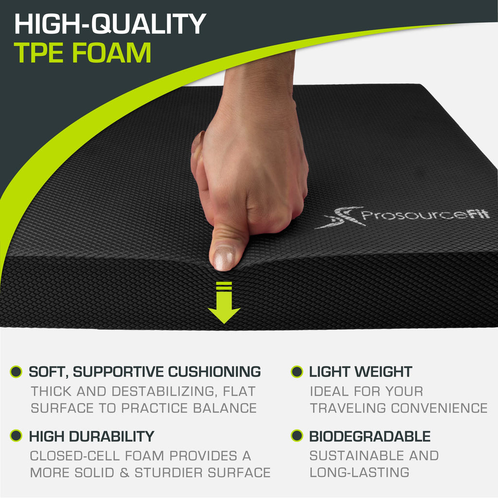 ProsourceFit Exercise Balance Pad – Large Cushioned Non-Slip Foam Mat & Knee Pad for Fitness, Stability Training, Physical Therapy, Yoga 15"x19"
