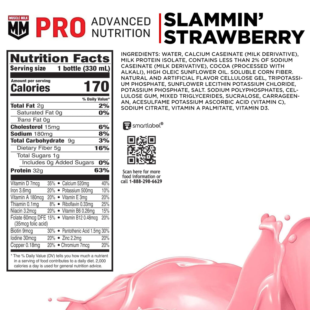 Muscle Milk Pro Advanced Nutrition Protein Shake, Knockout Chocolate, 11.16 Fl Oz (Pack of 12), 32g Protein, 1g Sugar, 16 Vitamins & Minerals, 5g Fiber, Workout Recovery, Energizing Snack, Packaging May Vary