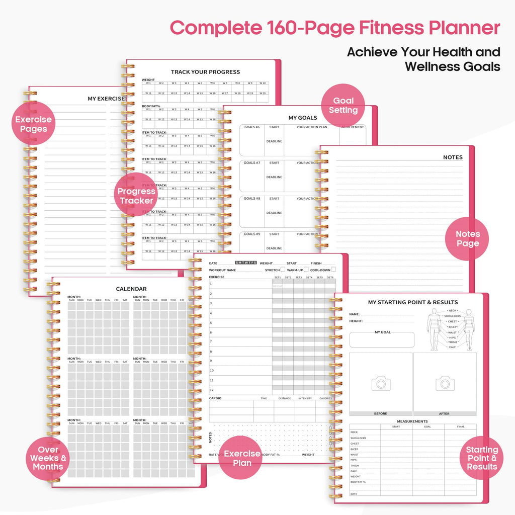 Fitness Workout Journal for Women & Men, A5(5.5" x 8.2") Workout Log Book Planner for Tracking, Progress, and Achieving Your Wellness Goals - Green