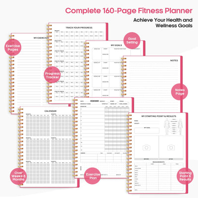 Fitness Workout Journal for Women & Men, A5(5.5" x 8.2") Workout Log Book Planner for Tracking, Progress, and Achieving Your Wellness Goals - Green