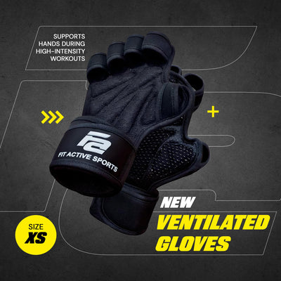 Fit Active Sports New Ventilated Weight Lifting Workout Gloves with Built-in Wrist Wraps for Men and Women - Great for Gym Fitness, Cross Training, Hand Support & Weightlifting.