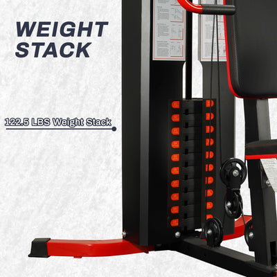 Fitvids Home Gym Equipment, Multifunctional Full Body Workout Weight Machine Station with Weight Stack, All in One Exercise Equipment with Pulley System & Seated Rowing for Home Gym Strength Training