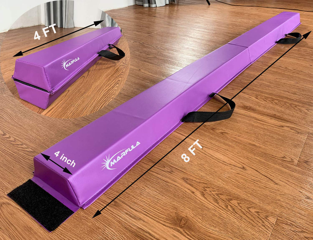 MARFULA Balance Beam - Folding Floor Gymnastics Equipment for Kids, Non Slip Base - 6 FT to 10 FT for Home Gym Use