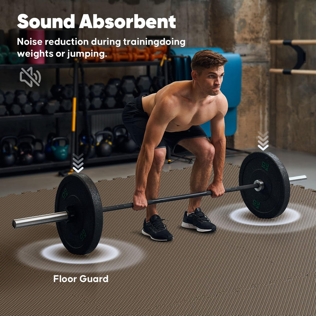 Home Gym Mat, Puzzle Exercise Mat, EVA Interlocking Foam Floor Tiles for Home Workout Equipment and Kids' Play Areas - Grey, 24 in x 24 in x ½ in - 12 Tiles (Grey, 12 Pack, 48 SQ FT)