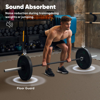 Home Gym Mat, Puzzle Exercise Mat, EVA Interlocking Foam Floor Tiles for Home Workout Equipment and Kids' Play Areas - Grey, 24 in x 24 in x ½ in - 12 Tiles (Grey, 12 Pack, 48 SQ FT)