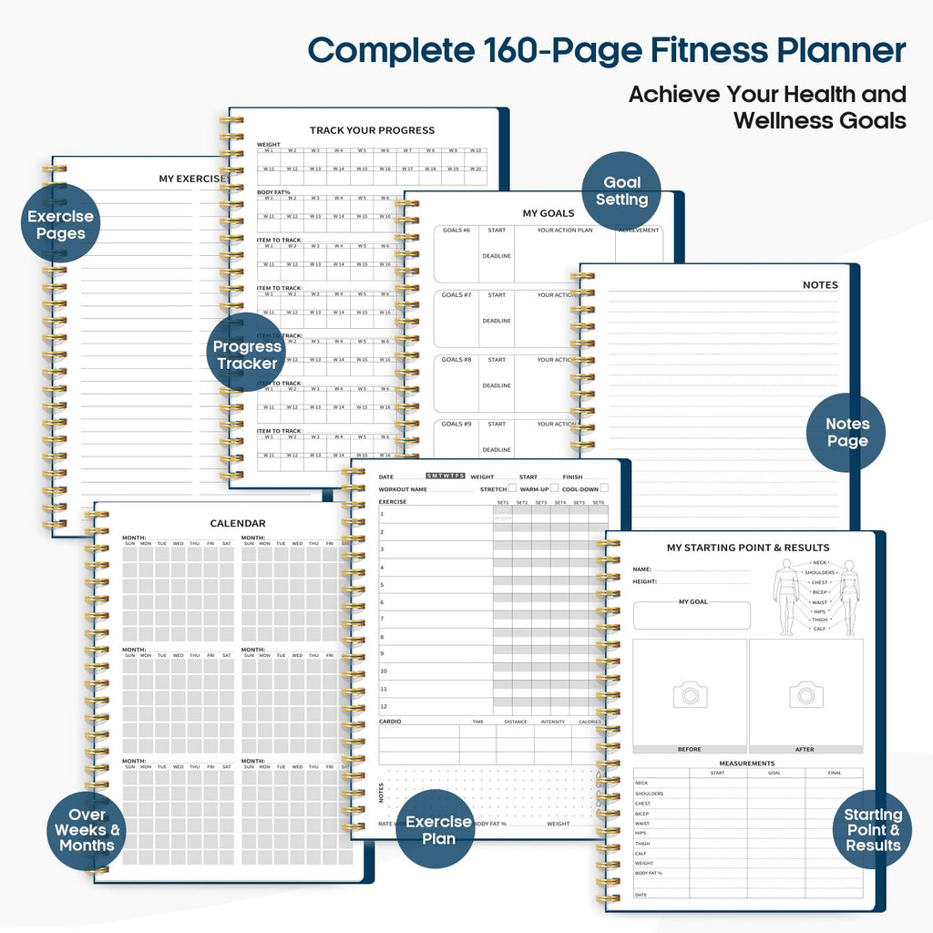 Fitness Workout Journal for Women & Men, A5(5.5" x 8.2") Workout Log Book Planner for Tracking, Progress, and Achieving Your Wellness Goals - Green