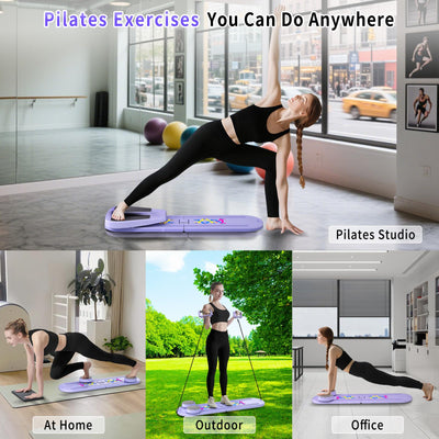 Pilates Board, Foldable Pilates Reformer Set for Home Workout with Timer, Multifunctional Portable Reformer Pilates Machine at Home Pilates Equipment