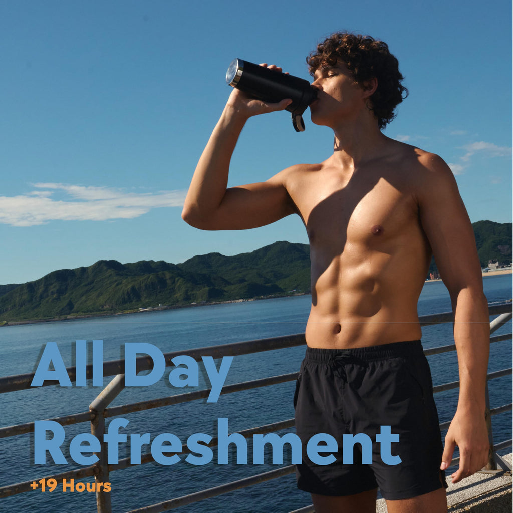 Paradise Shaker Bottle 24 oz, Insulated Stainless Steel Protein Shaker, Dishwasher Safe, with Lid Brush & Protective Boot, Leakproof Twist-Off Chug Cap, Sage Green, Tahoe Mist