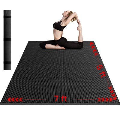 VTORY Extra Thick Large Exercise Mat, 6'x4'/7'x5'/8'x6'/10'x6'x8mm(1/3 inch) , Non-Slip, PVC, Ultra Durable, Heavy-Duty Mat, Shoes-Friendly, High-Density, Large Wide Yoga Mat, Workout Mat for Home Gym, Cardio, Strength, HIIT, MMA