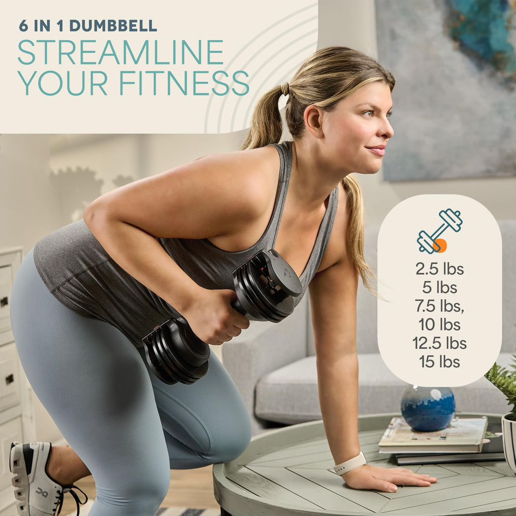 Lifepro Adjustable Dumbbells Set - 5in1-15lb 25lb 43lb 55lb weights Set & Single with Rack - Quick Adjust, Secure Grip - Compact Hand Weights for Men Women Home Gym