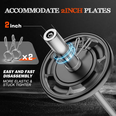 57" Olympic Barbell Bar, 2" Standard Straight Barbell Bars for Weight Lifting Bar for Bench Press/Squats/Hip Thrusts/Lunges/Biceps- Home Gym Weight Bar- 2 Spring Collars(500lb Weight Capacity)