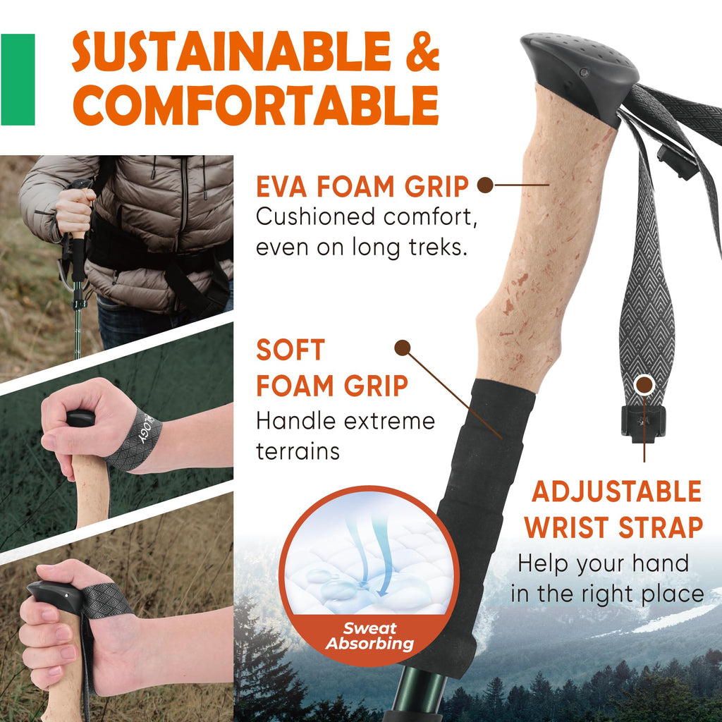 Trekology Trek-Z Collapsible Hiking & Trekking Poles - Balance Support for Seniors, Women, and Men, 2pc Per Set