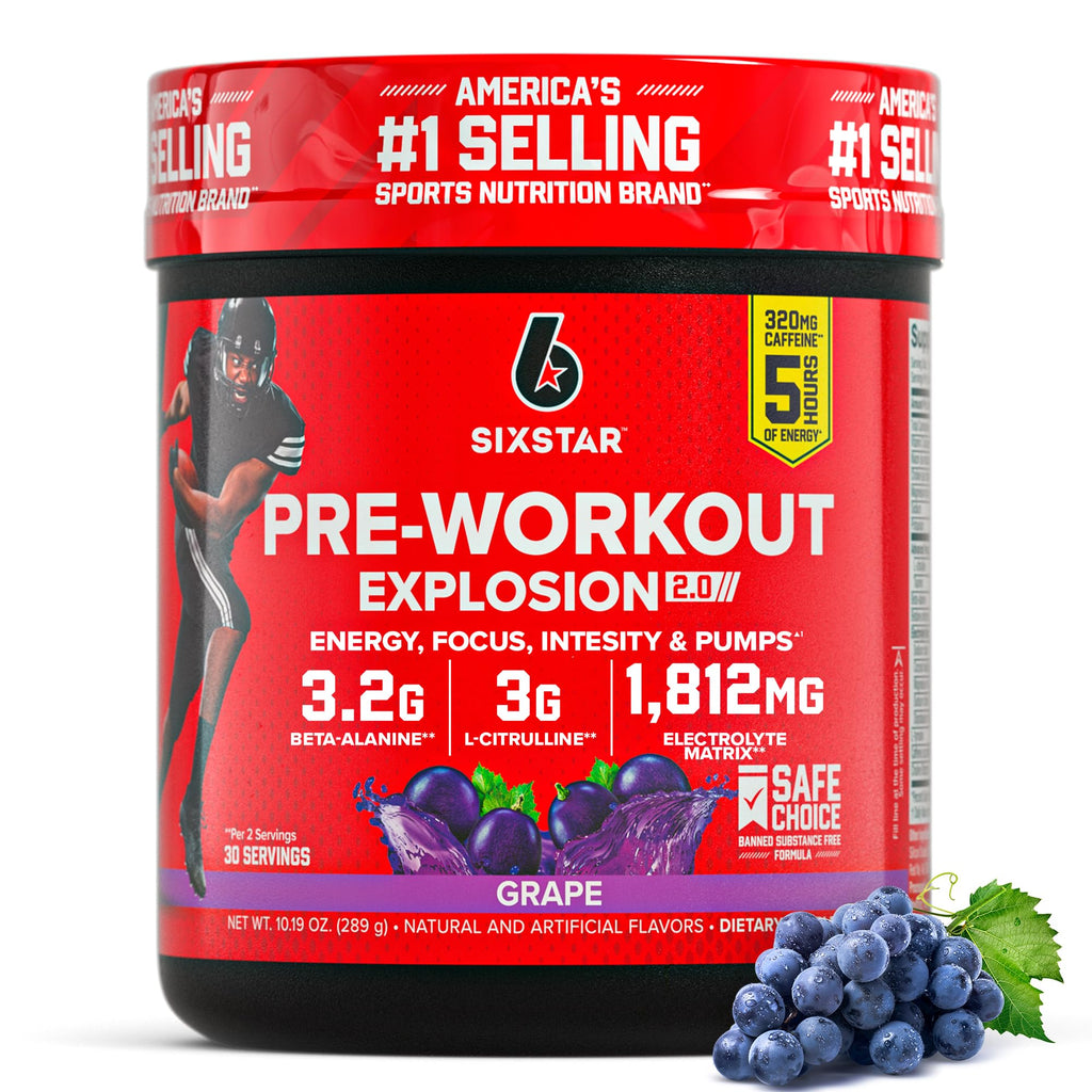 Six Star Pre-Workout Powder for Men & Women, Fruit Punch (30 Servings) - Preworkout Explosion 2.0 Energy Powder Drink Mix with Beta-Alanine & Caffeine - Sports Nutrition Supplement Products