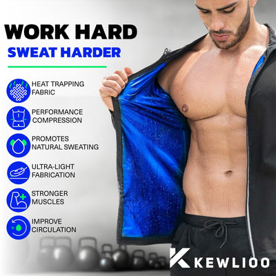 Kewlioo Pro Men's Heat Trapping Sauna Suit For Men, Sauna Long Sleeve Sauna Shirt for Gym, Workouts