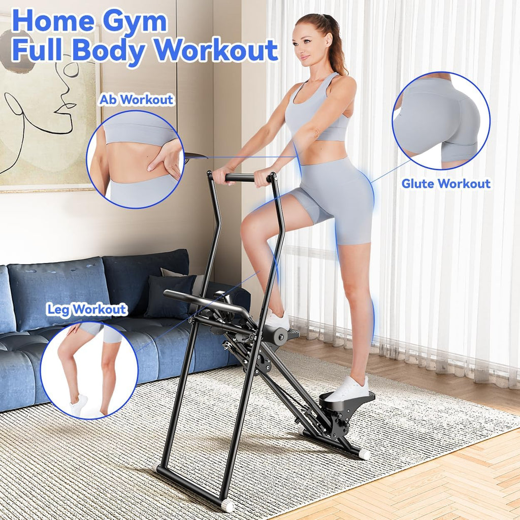 Stair Stepper & Ab Machine by SEWD, 2-in-1 Cardio Workout Equipment with Adjustable Handlebar & Large Pedals, 90% Pre-Assembled Fitness Equipment, Quickly Switch from Stepper to Abdominal Machine